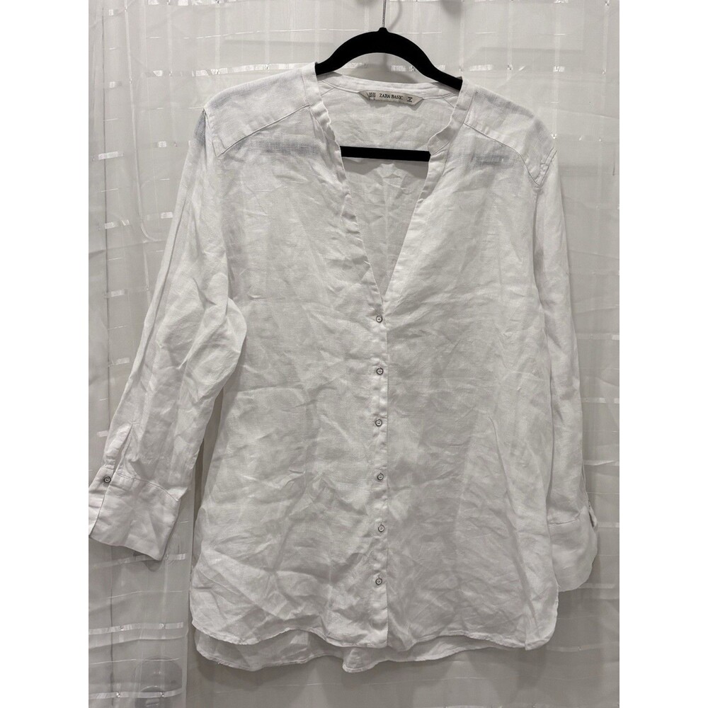 Zara Basic White Button Front Blouse | Long Sleev… - image 1
